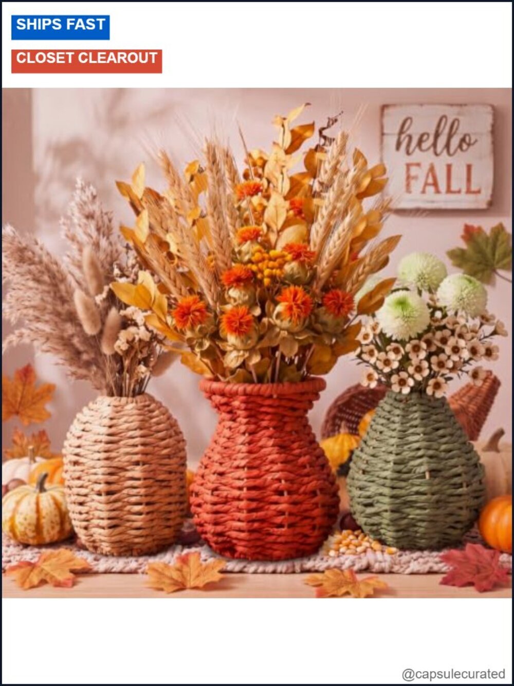 3 Pcs Mini Woven Wicker Vases Rustic Farmhouse Boho Dried Flower Set